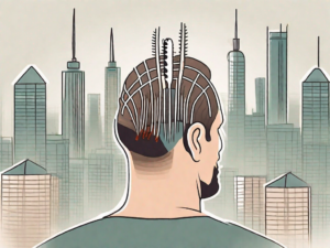 A hair follicle being transplanted into a scalp